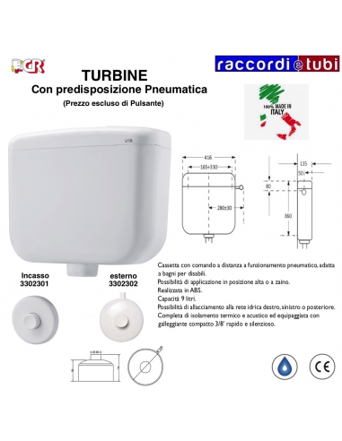 CASSETTA TURBINE PNEUMATICA ESCUSA DI PULSANTE