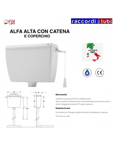 CASSETTA  ALTA  CON COPERCHIO MODELLO ALFA 