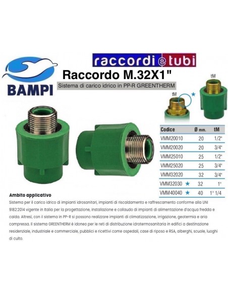 RACCORDO PP-R  GREENTHERM M 32X1"