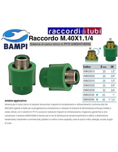 RACCORDO PP-R  GREENTHERM M 40X1.1/4
