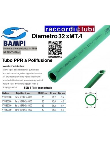 TUBO PP-R SDR6 GREENTHERM 32 BARRA MT.4