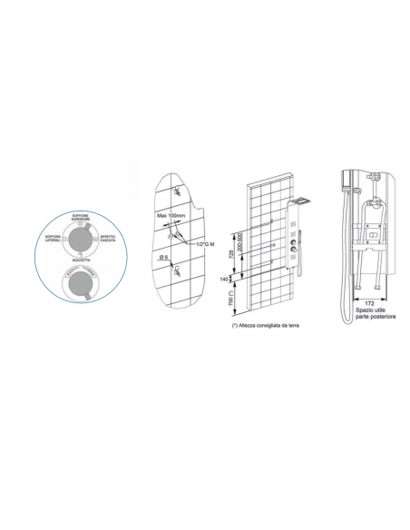 COLONNA DOCCIA SELENE MULTIFUNZIONE C/CA