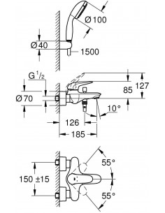 GROHE EUROSTYLE WANNEN-/DUSCHMISCHER 2372930A 2
