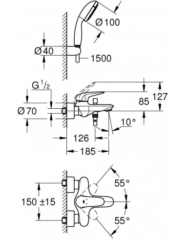 GROHE EUROSTYLE WANNEN-/DUSCHMISCHER 2372930A