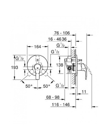 MISCELATORE GROHE EUROSMART INCASSO CON DEVIATORE