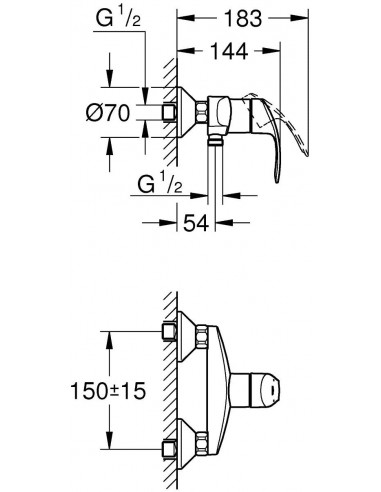 MISCELATORE GROHE EUROSMART ESTERNO DOCCIA...
