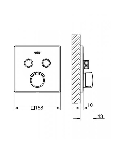 Solo parti esterne, da completare con il corpo incasso universale Rapido Smartbox (35600000)