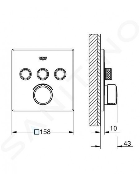 Solo parti esterne, da completare con il corpo incasso universale Rapido Smartbox (35600000)