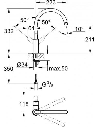Einhandmischer für Spüle Grohe Bauedge mit...