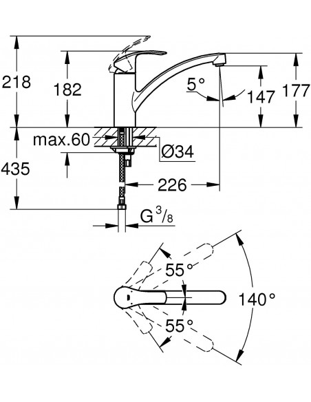 EUROSMART GROHE WASCHBECKENMISCHER SCHWENKAUSLAUF 33281002