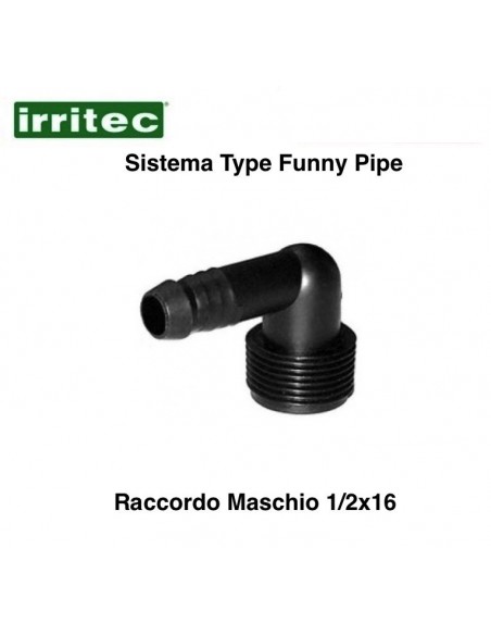 90° MÄNNCHENWINKEL SCHLAUCHANSCHLUSS FÜR FUNNY-PIPE SYSTEM 1/2X16