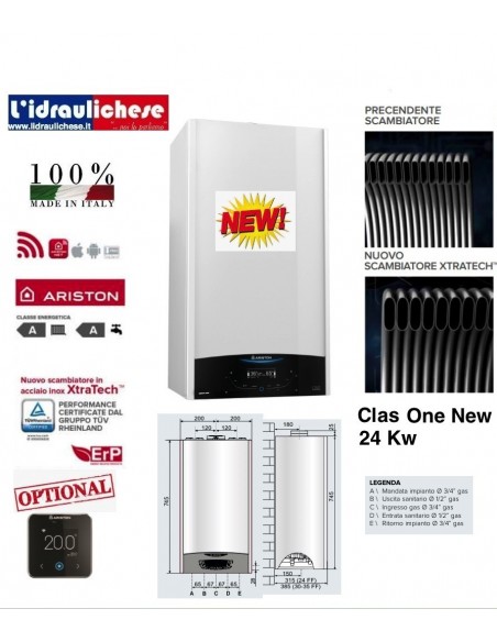 CALDAIA  ARISTON CLAS ONE 24 PRODUZIONE+KIT FUMI SDOPPIATO