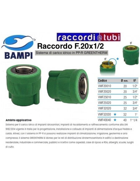 RACCORDO PP-R  GREENTHERM F 20X1/2