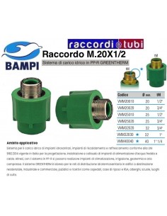 RACCORDO PP-R  GREENTHERM M 20X1/2