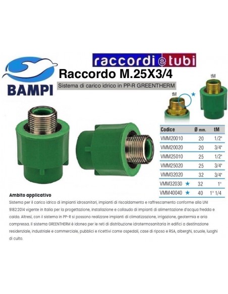 RACCORDO PP-R  GREENTHERM M 25X3/4