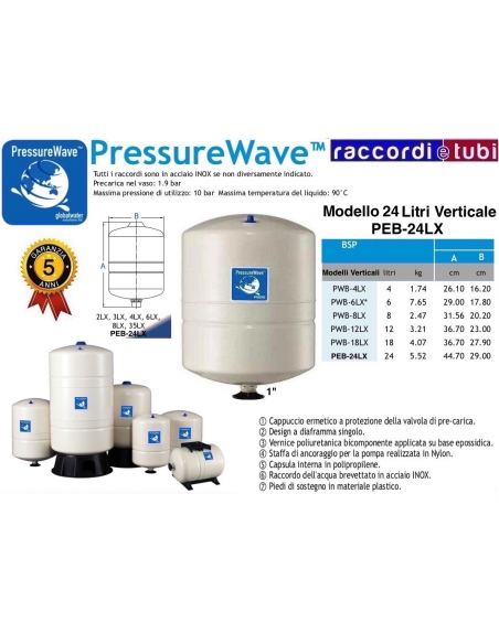 VASO DI ESPANSIONE GLOBAL WATER PressureWave LT.24