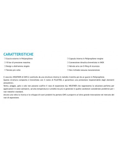 VASO DI ESPANSIONE GLOBAL WATER  All-Weather LT.24