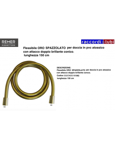 FLESSIBILE DOCCIA ORO SPAZZOLATO 1/2X1/2 CM.150...
