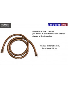 FLESSIBILE DOCCIA RAME LUCIDO 1/2X1/2 CM.150 ATTACCO...