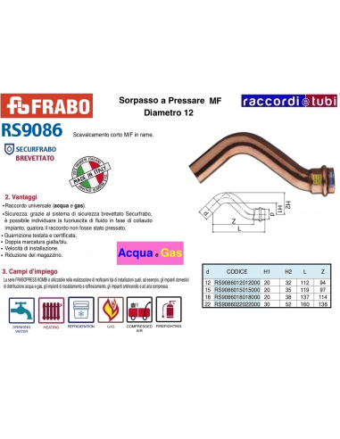 SORPASSO RAME A PRESSARE  MASCHIO FEMMINA 12X12