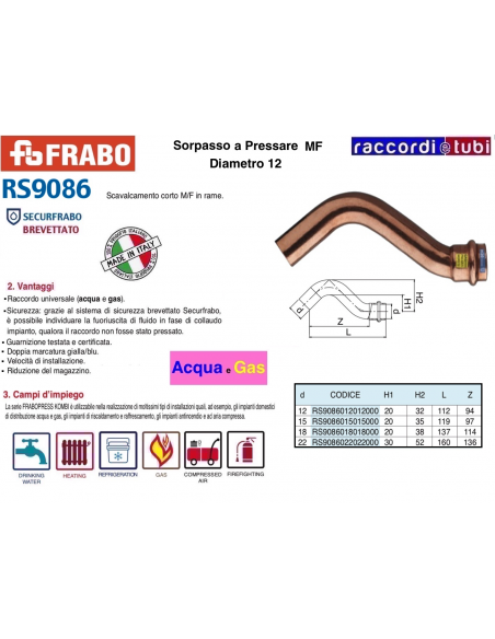 SORPASSO RAME A PRESSARE  MASCHIO FEMMINA 12X12