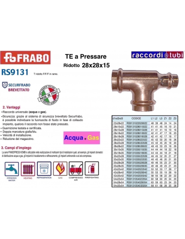 REDUZIERUNGS-MUFFE AUS KUPFER 28X28X15