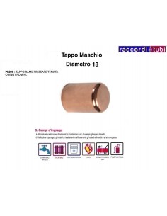 TAPPO RAME A PRESSARE MASCHIO DIAMETRO 18