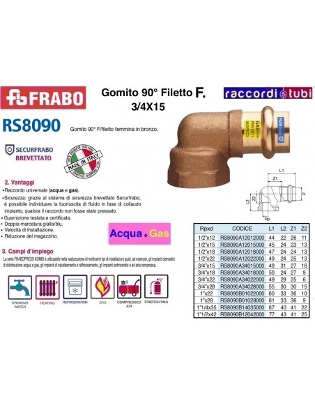Pressfitting Winkelstück Innengewinde aus Bronze 15x3/4
