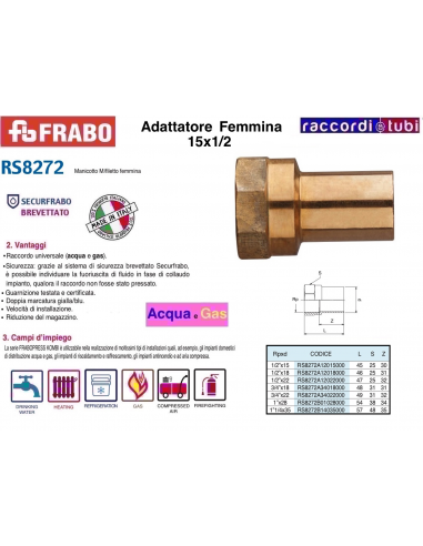 ADATTATORE FEMMINA IN BRONZO 15X1/2