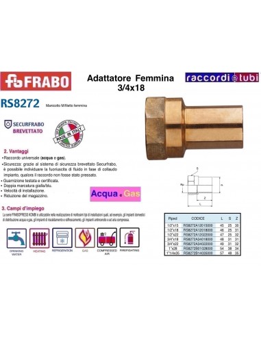 ADATTATORE FEMMINA IN BRONZO18X3/4