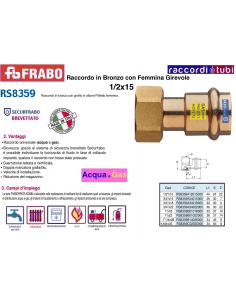 RACCORDO FEMMINA  A  PRESSARE CON GIRELLO 15X1/2