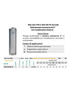 ELETTROPOMPA WILO AD  IMMERSIONE 5" TWI 505 EM-FS