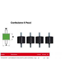 ANTIVIBRANTE 30x20mm Filetto M8 Confezione 4 Pezzi scc500018