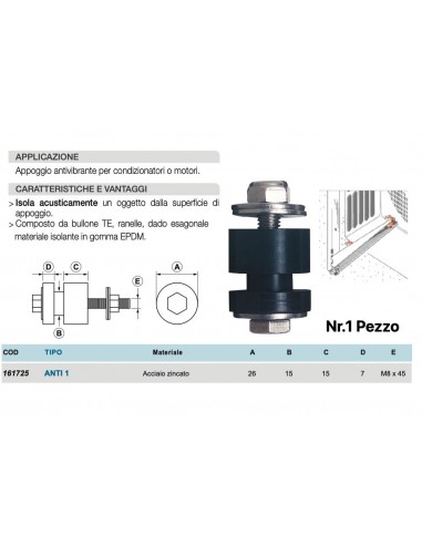 ANTIVIBRANTE GIA ZINCATO M8X45
