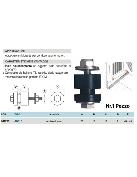 ANTIVIBRANTE GIA ZINCATO M8X45