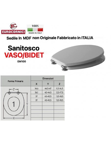 SEDILE PER WC SANITOSCO EM100 VASO/BIDET