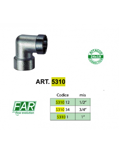 GOMITO OTTONE CROMATO FAR F.1/2X24/19 ART.5310 12