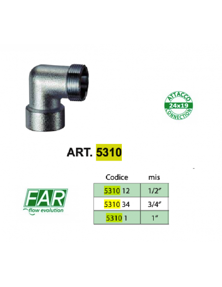 GOMITO OTTONE CROMATO FAR F.1/2X24/19 ART.5310 12