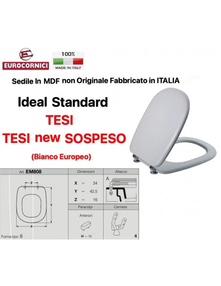 WC-Sitz IDEAL STANDARD TESI Weiß Europäisch EM808