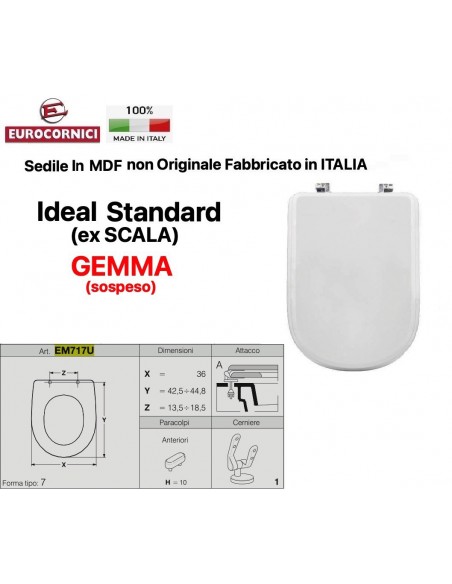 SEDILE PER WC IDEAL STANDARD GEMMA SOSPESO EM717U