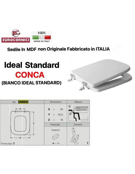 SEDILE PER WC IDEAL STANDARD CONCA BIANCO I.S. EM800IS