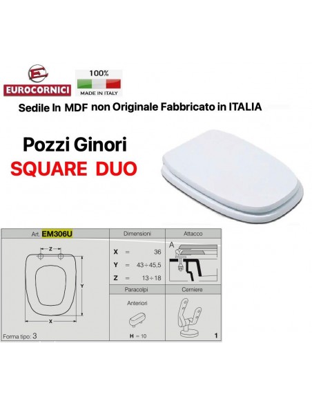 SEDILE PER WC POZZI GINORI SQUARE DUO EM306U