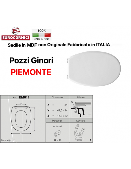 SEDILE PER WC POZZI GINORI PIEMONTE DUO EM611