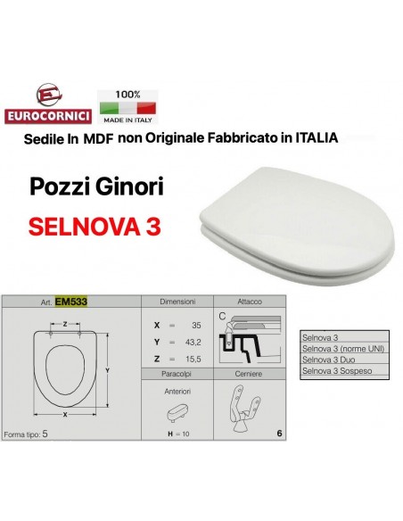 SEDILE PER WC POZZI GINORI SELNOVA 3 EM533