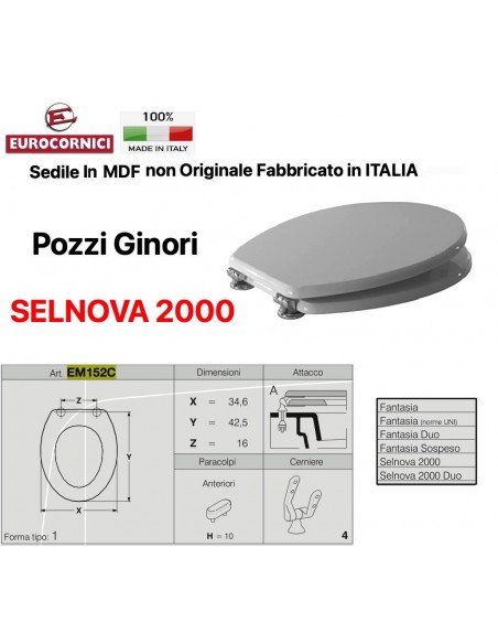 SEDILE PER WC POZZ GINORI SELNOVA 2000 EM152C