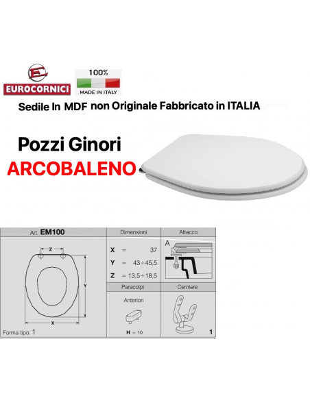 SEDILE PER WC POZZI GINORI  ARCOBALENO EM100