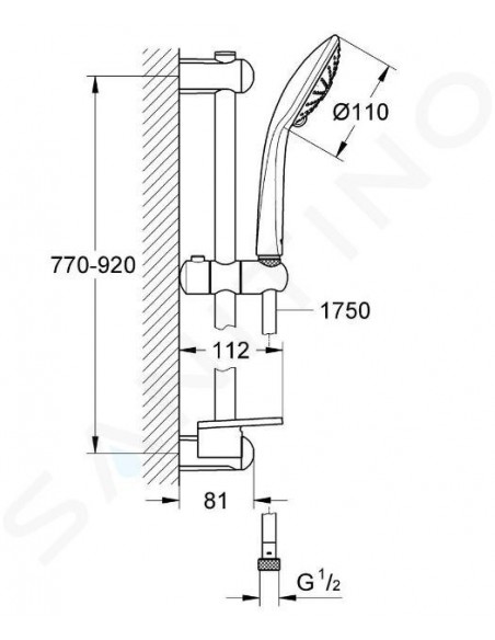 GROHE EUPHORIA DUSCHSTANGEN-SET 110 MASSAGE, 3 STRAHLARTEN