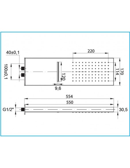 SQUARE SOFFIONE A MURO IN ACCIAIO INOX  CON CASCATA