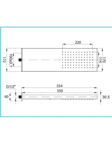 SQUARE SOFFIONE A MURO IN ACCIAIO INOX SENZA...