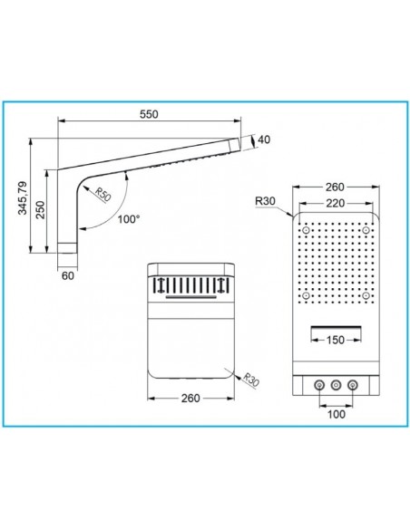 SOFFIONE A MURO INOX CON CASCATA E NEBULIZZATORE